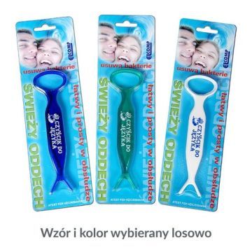 Czyścik, przyrząd do czyszczenia języka, z uchwytem na nić dentystyczną,1 szt.