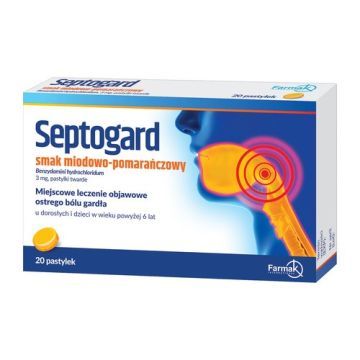 Septogard smak miodowo-pomarańczowy, 3mg,pastylki twarde, 20szt.