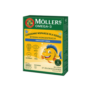 Mollers Omega-3 Rybki Wysoka Koncentr.,?elki,sm.owoc.,27 szt