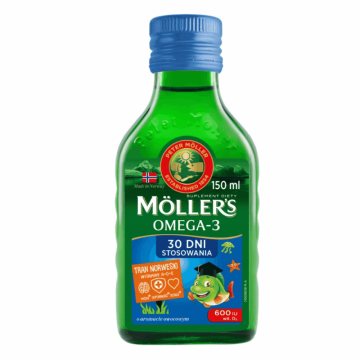 Moller`s Tran Norweski o aromacie owocowym, p?yn, 150 ml