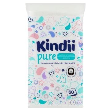 Kindii, Baby Sensitive, płatki bawełniane dla niemowląt, 60 szt.
