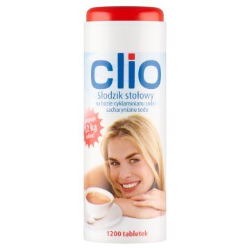 Clio, tabl., slodzik,1200 szt, dozownik