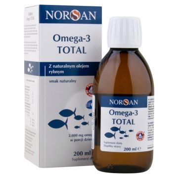 Norsan, Omega-3 Total z naturalnym olejem rybnym, smak naturlany , 200 ml