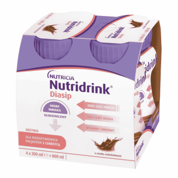 Nutridrink Diasip, płyn o smaku czekoladowym, 4 x 200 ml