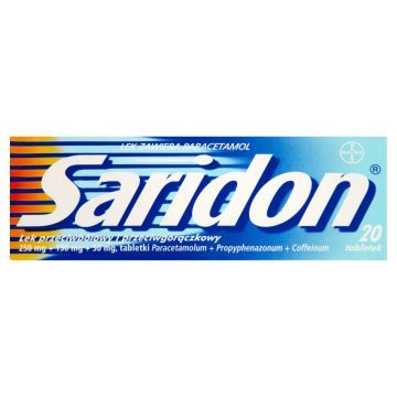 Saridon, 250 mg+150 mg+50 mg, tabletki, 20 szt.