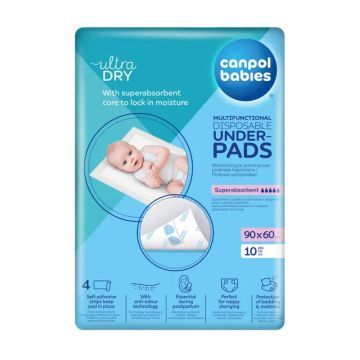 Canpol Babies, podkłady higieniczne wielofunkcyjne, 90x60cm, 10szt