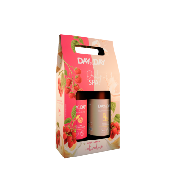 DAYbyDAY Daily SPA Zestaw Mydło w płynie malina i mleko ryżowe + Żel do mycia kombucha i drożdże, 2 x 400 ml
