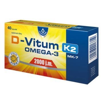D-Vitum 2000 j.m. K2 MK-7 Omega-3, kaps.miękkie, 40 szt