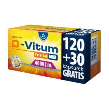 D-Vitum Forte Max 4000 j.m, kaps.,150 szt (120szt+30szt)