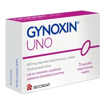 Gynoxin Uno, 600 mg, kapsułka dopochwowa, miękka