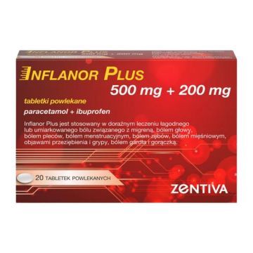 Inflanor Plus, 200 mg + 500 mg, tabl.powl., 20 szt