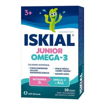 Iskial Junior Omega-3, żelki, sm.truskawkowy, 30 szt
