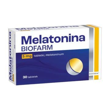 Melatonina Biofarm, 5 mg, tabletki. Opakowanie zawiera 30 tabletek.