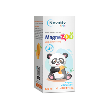 Novativ kids Magnezoo, płyn o smaku pomarańczowym, 120 ml