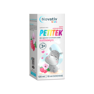 Novativ kids Petitek, płyn o smaku malinowym, 120 ml