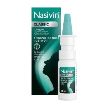 Nasivin Classic (soft 0.05%), (0,5 mg/ml), aerozol do nosa, 10 ml