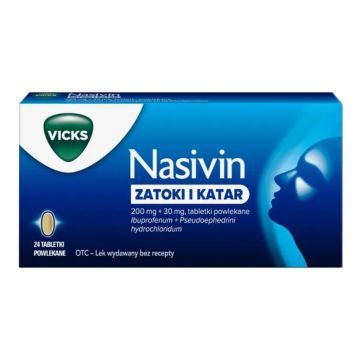 Nasivin Zatoki i Katar, 200mg+30mg, tabl.powl., 24 szt.