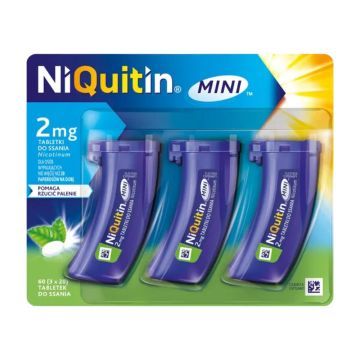 Niquitin Mini, 2 mg, tabl.do ssania, 60 szt (3 poj.x 20 szt)