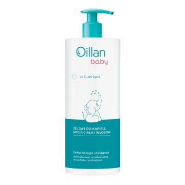 Oillan Baby, Żel do kąpieli, mycia ciała i włosów 3w1, 750 ml