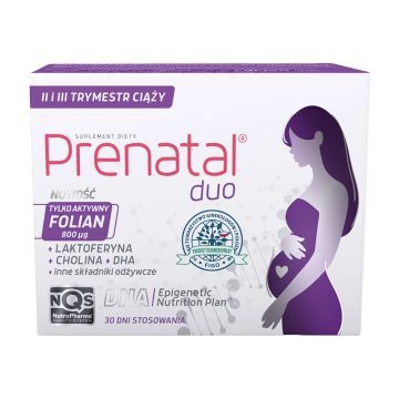 Prenatal Duo, witaminy dla kobiet w ciąży (od 13. tygodnia) i karmiących piersią, kapsułki, 60 szt.+ 30 szt. (DHA, laktoferyna, cholina)