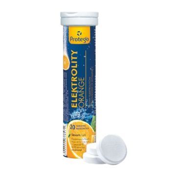 Protego Elektrolity Orange, tabletki musujące wzbogacone o witaminę C, 20 szt.