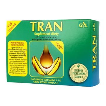 Tran z witaminą A i D, kapsułki, 150 szt.