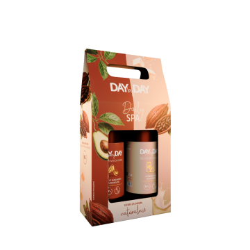 DAYbyDAY Daily SPA Zestaw Żel do mycia kombucha i drożdże + Żel do mycia masło kakaowe i awokado, 2 x 400 ml