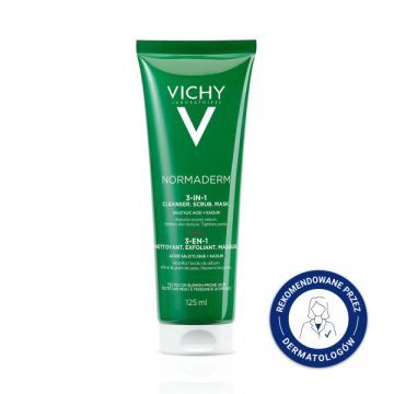 Vichy Normaderm 3w1 Oczyszczanie, peeling, maska, 125 ml